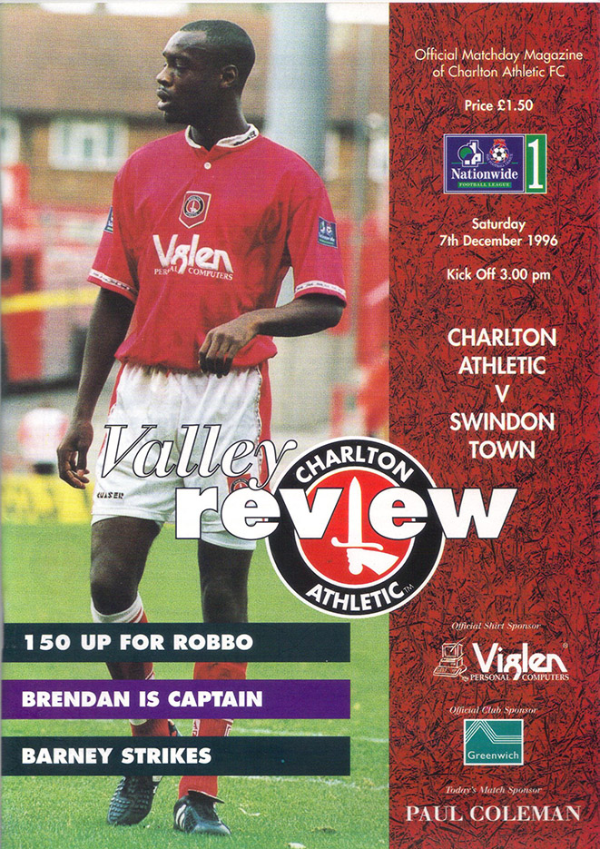<b>Saturday, December 7, 1996</b><br />vs. Charlton Athletic (Away)